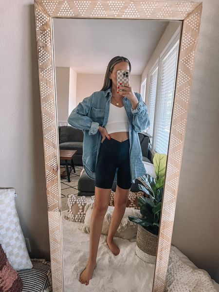 Aerie finds✨ wearing a small chambray button down, small tank and small bike shorts



#LTKfit #LTKstyletip