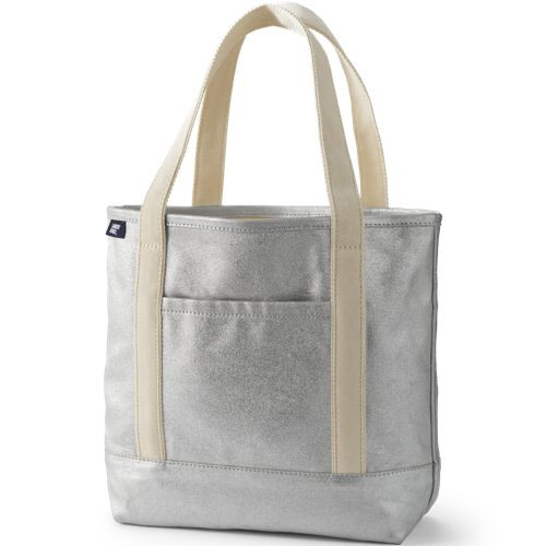 Medium Coated Metallic 5 Pocket Open Top Canvas Tote Bag | Lands' End (US)