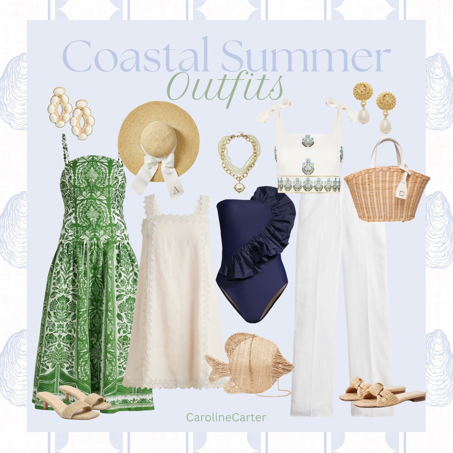 Coastal Summer Inspiration! Classic finds for your next vacation! 
Classic, timeless, chic, women’s fashion, preppy, coastal, fashion, summer, vacation, accessories, affordable, coastal summer