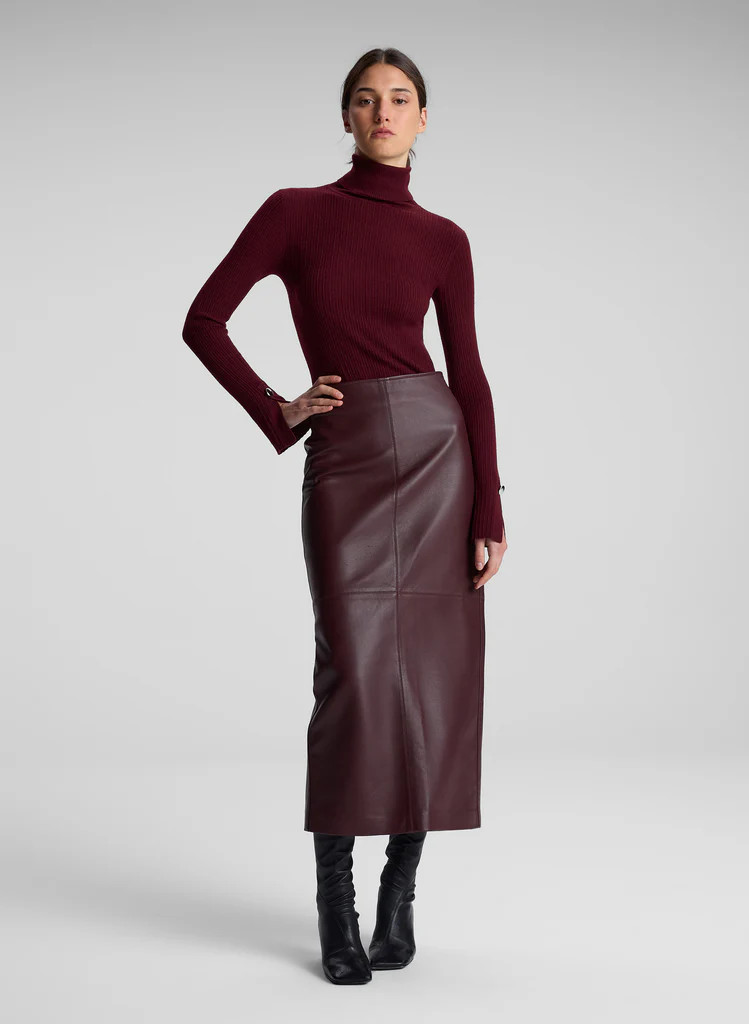 Marta Leather Midi Skirt | A.L.C
