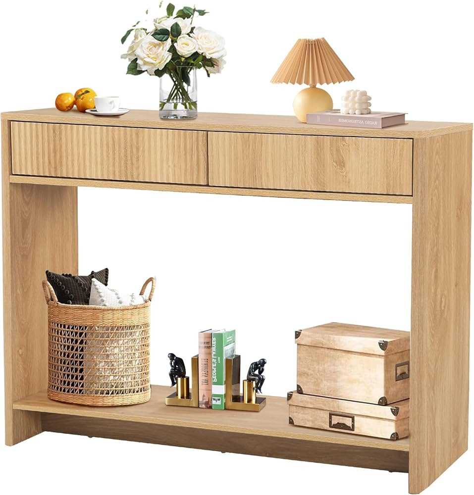 Entryway Table with Storage, Narrow Console Table with Drawers, 43.3' Couch Table Behind Sofa Lon... | Amazon (US)