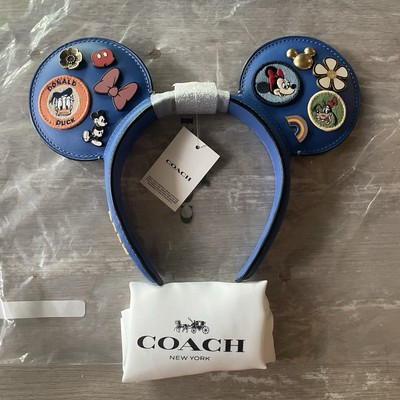 NWT Disney Coach Hong Kong Disneyland Blue Leather Limited Edition Leather Ears | eBay US