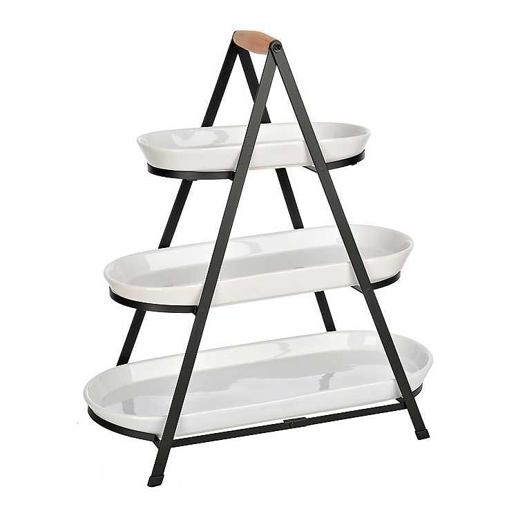 Black and White 3-Tier Serving Tray Stand | Kirkland's Home