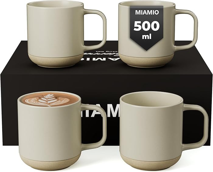 MIAMIO – Coffee Mugs Set of 4 / Ceramic Cups for Coffee (500 ml), Cappuccino, Latte Macchiato, ... | Amazon (CA)