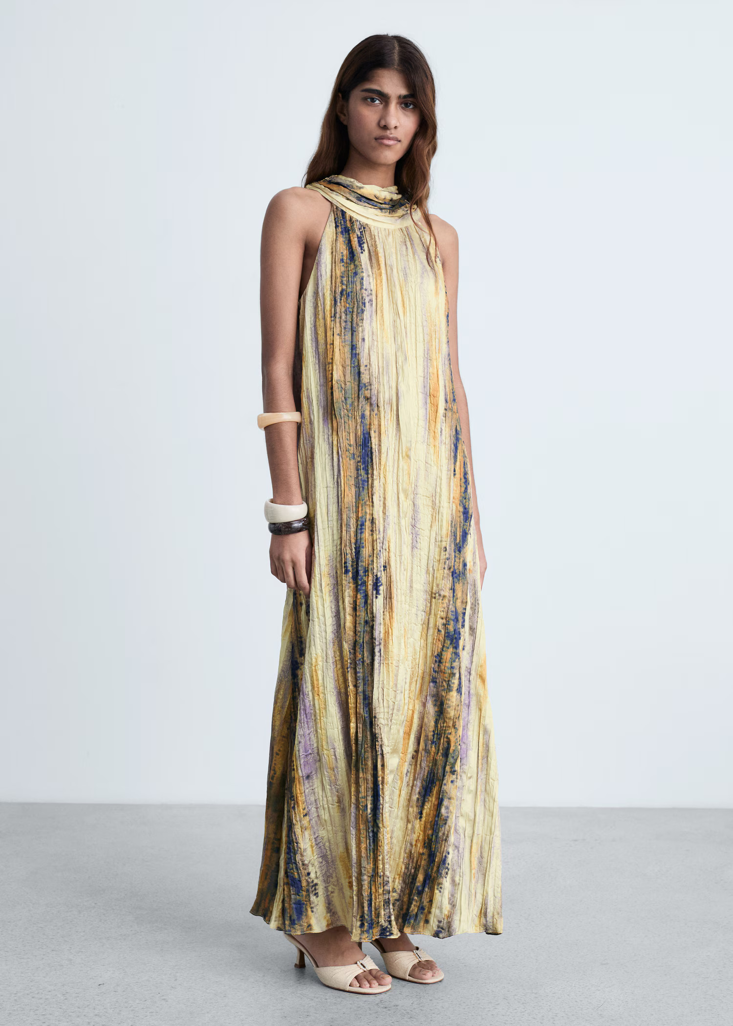 Long satin textured dress - Women | MANGO USA | Mango (US/MX/AU)