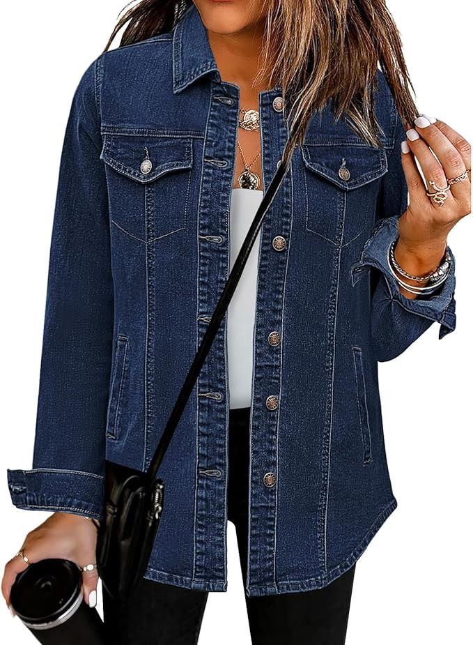 luvamia 2025 Jean Jackets for Women Fashion Denim Jacket Western Oversized Shacket Jacket Button ... | Amazon (US)