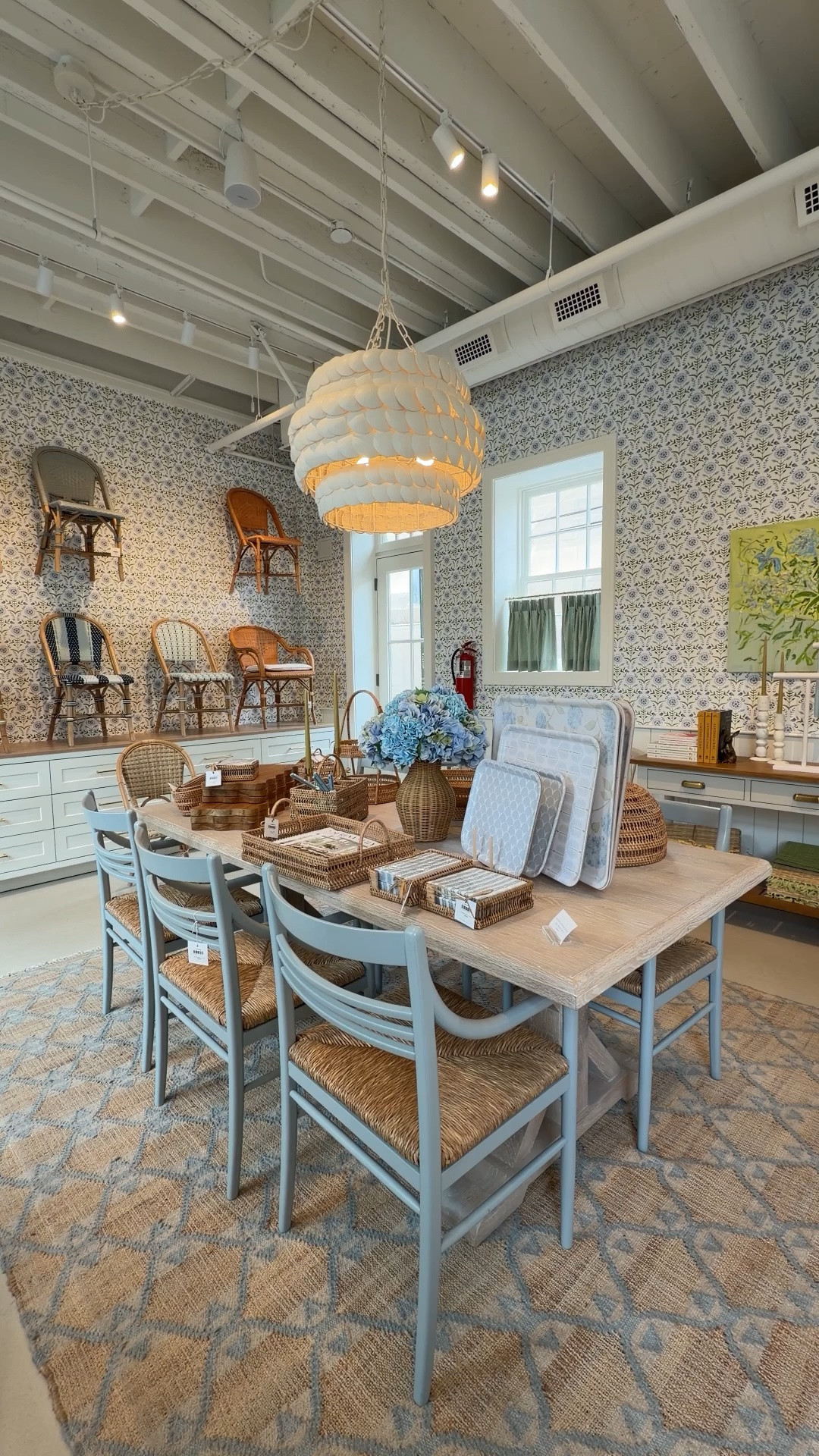Coastal dining room inspo! 😍 Featuring the Sunflower Wallpaper in Coastal Blue, Meyers Dining Chairs, Tuileries Rug, and the Lake House Dining Table from Serena & Lily for such a bright, cheerful setup. 🩵 The soft coastal blues mixed with natural textures add so much charm, color, and personality to the space. 🤗 A beautiful blend of coastal style and classic Serena & Lily design. 🐚 Sale alert—linked everything in this setup! #SerenaAndLily #DiningRoomInspo #CoastalHome

#LTKHome #LTKSaleAlert