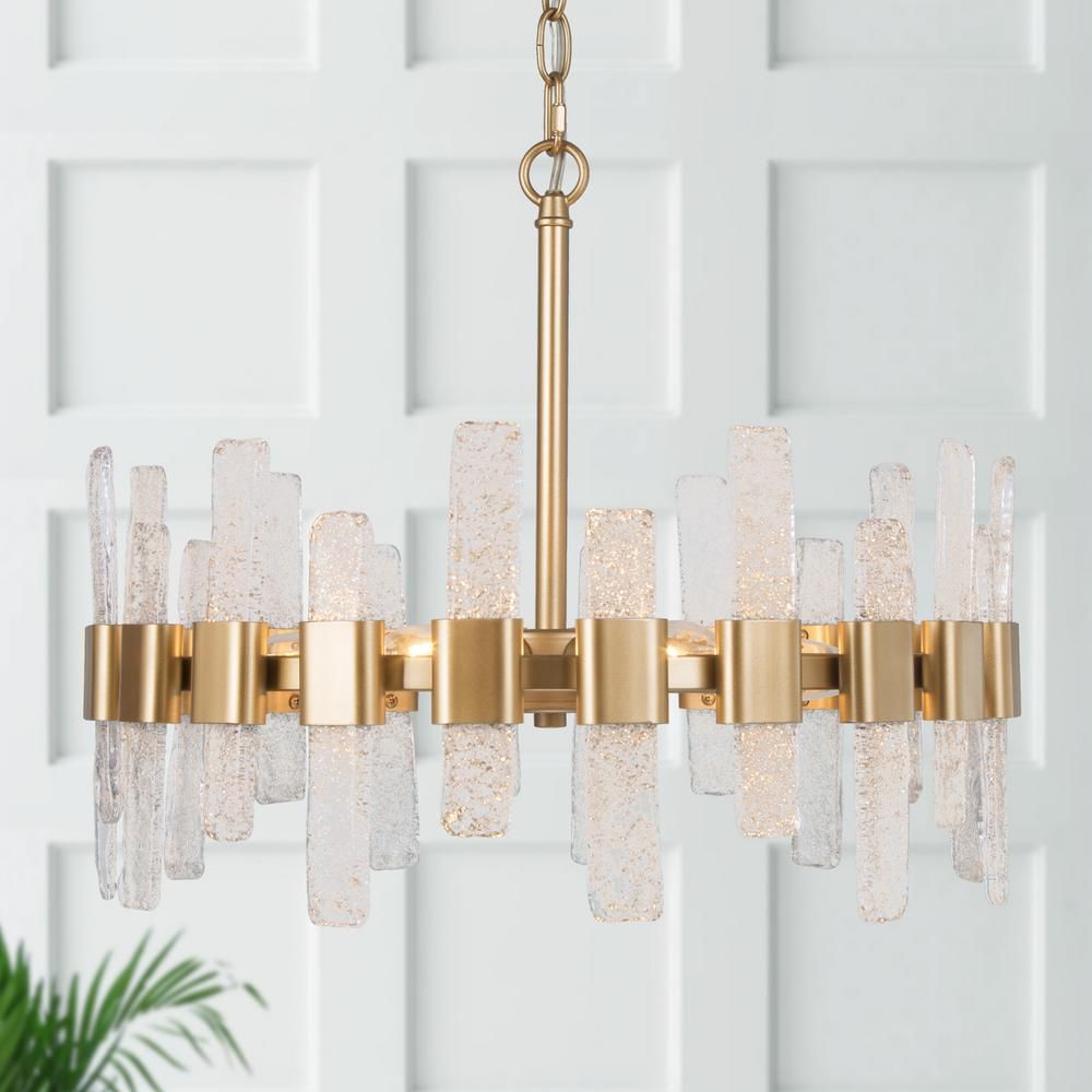 Uolfin Brass Gold Farmhouse Chandelier, Reperio 6-Light Transitional Farmhouse Dining Room Chande... | The Home Depot