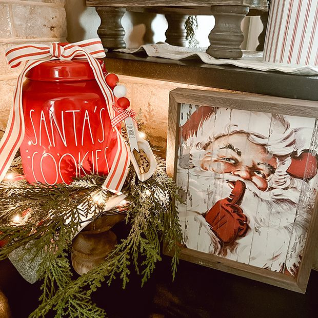 Rustic Vintage Inspired Santa Framed Wall Decor | Antique Farm House