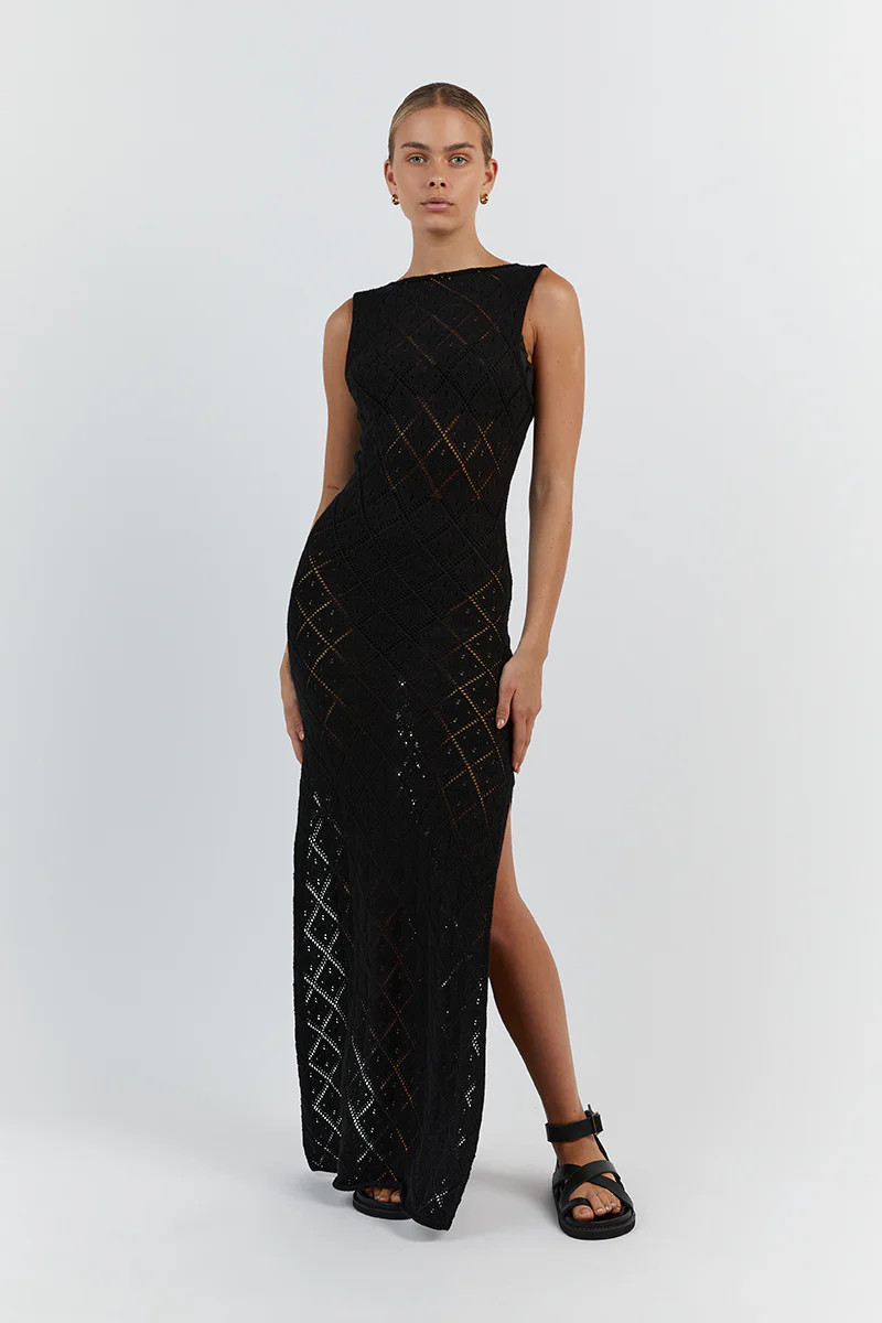 SORRENTO BLACK CROCHET DRESS | DISSH