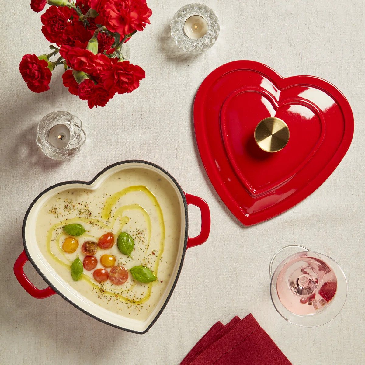 Smith & Clark 3-Quart Enameled Cast Iron Heart-Shaped Dutch Oven, Red | Wayfair North America