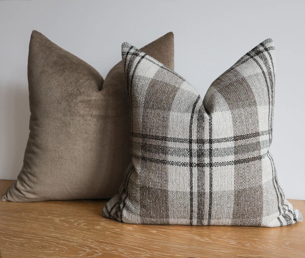 Taupe & Plaid Pillow Cover Set | Hackner Home (US)