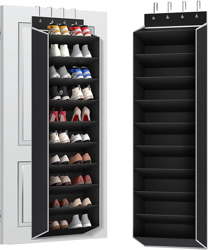 REGELETO 10 Tiers Large Size Over the Door Shoe Organizer Storage, Hanging Shoe Rack for Door wit... | Amazon (US)