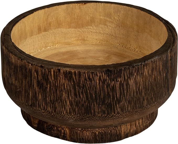 Creative Co-Op Round Two-Tone Paulownia Wood Bowl, Brown and Natural | Amazon (US)