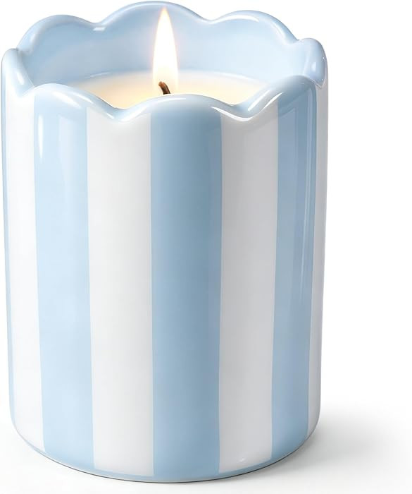 Conelist Blue Stripe Ceramic Scented Candle Home Gift 7 oz Jar Candle | Amazon (US)