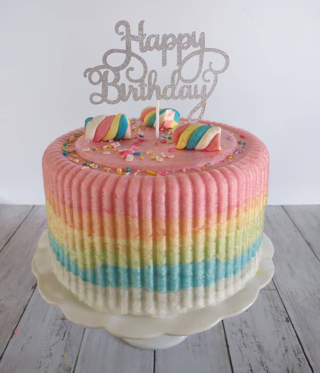 Vibrant Rainbow Cotton Candy Birthday Cake: Perfect for Delicious Candyland Parties, Gender Revea... | Etsy (US)
