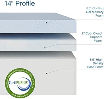Classic Brands Cool Gel Chill Memory Foam 14-Inch Mattress with 2 BONUS Pillows |CertiPUR-US Cert... | Amazon (US)