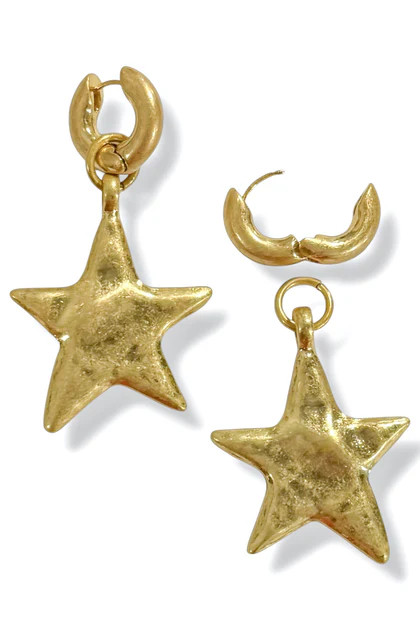 In It Together Gold Hammered Star Dangle Earrings | The Willow Tree