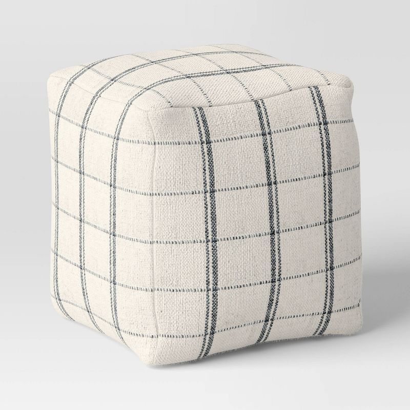 Woven Plaid Outdoor Pouf Black/White - Threshold™ designed with Studio McGee | Target