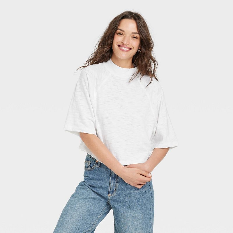 Women's Elbow Sleeve Mock Turtleneck T-Shirt - Universal Thread™ | Target