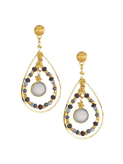 Aurore 24K Gold-Plated &amp; Bead Teardrop Earrings | Saks Fifth Avenue