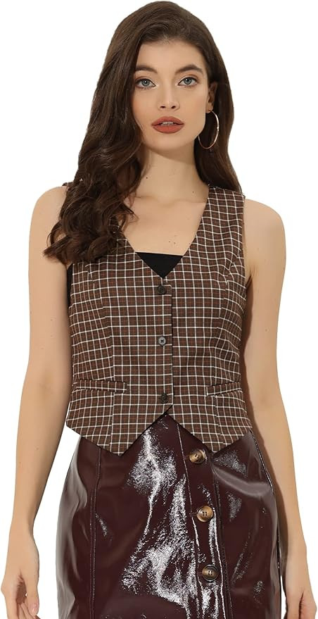 Allegra K Women's Waistcoat Steampunk Dressy Sleeveless Jacket Versatile Racerback Suit Vests | Amazon (US)