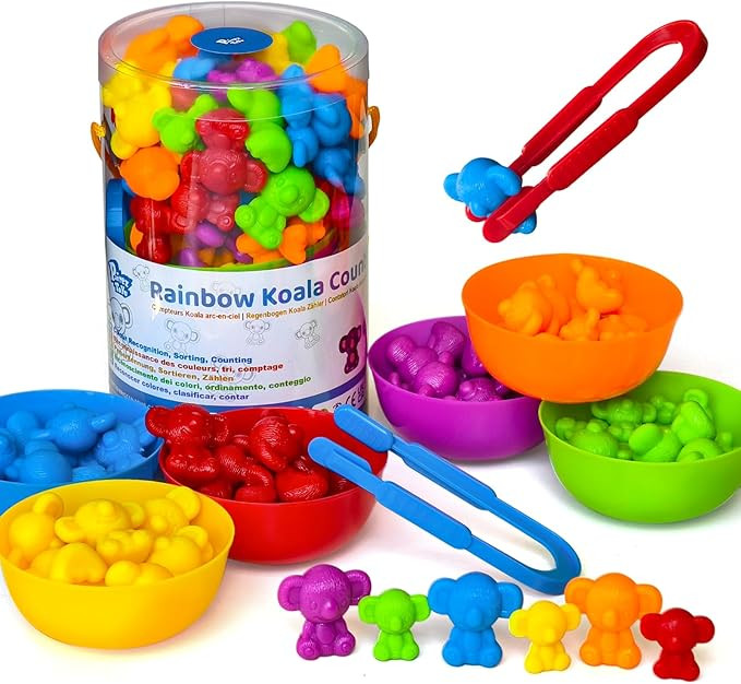 Counting Toys for Toddlers, Rainbow Koala Counters w/Sorting Bowls, Color Sorting, Counting & Mat... | Amazon (US)