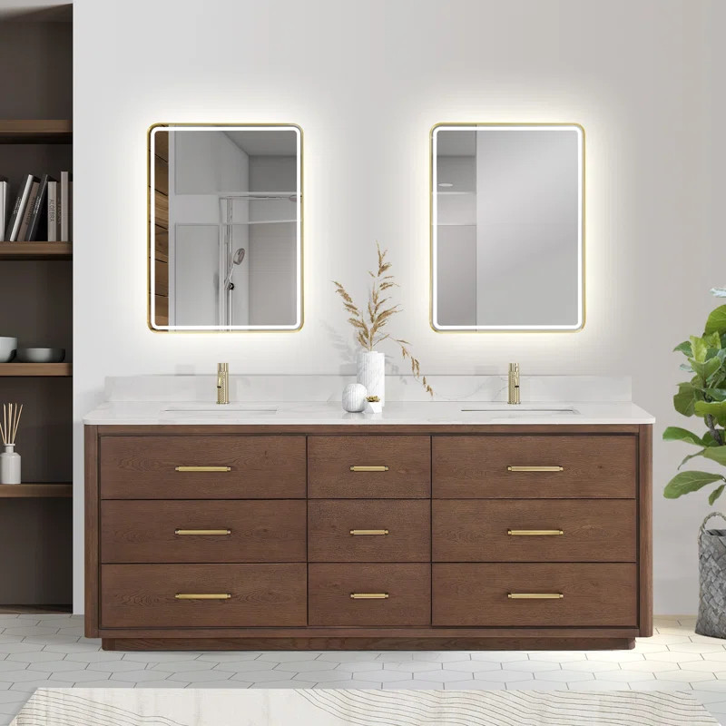 84'' Double Bathroom Vanity with Quartz Top | Wayfair North America