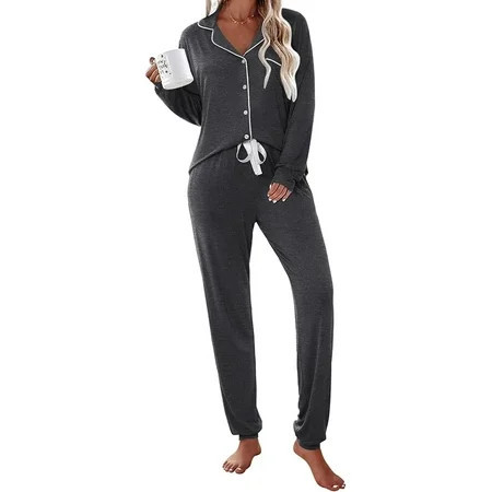 Avidlove Women Pajamas Set Long Sleeve Sleepwear Button Down Nightwear Soft Pj Loungewear with Pockets | Walmart (US)
