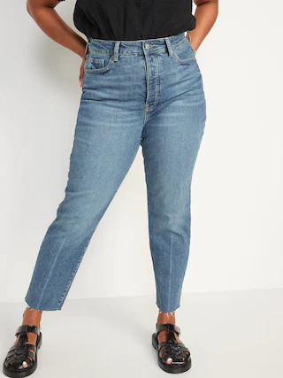 Higher High-Waisted Button-Fly O.G. Straight Cut-Off Jeans for Women | Old Navy (CA)