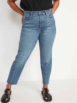 Higher High-Waisted Button-Fly O.G. Straight Cut-Off Jeans for Women | Old Navy (CA)