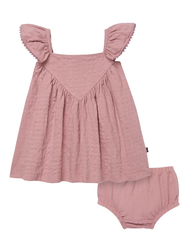 Modern Moments by Gerber Baby Girl Flutter Sleeve Dress and Diaper Cover Outfit Set, 2-Piece, Siz... | Walmart (US)