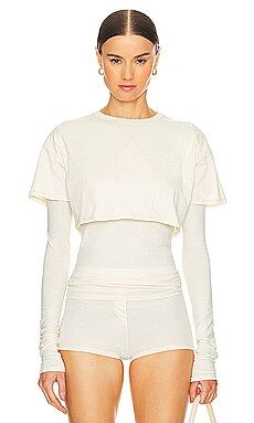 GRLFRND Layering Jersey Cropped Tee Set in Birch Beige from Revolve.com | Revolve Clothing (Global)