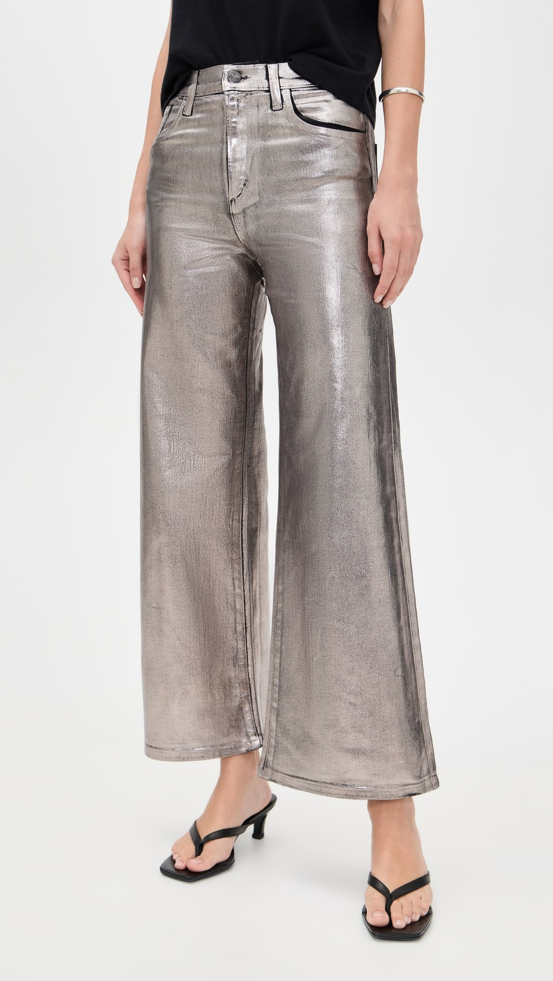 The Mia Wide Leg Ankle Foil Jeans | Shopbop