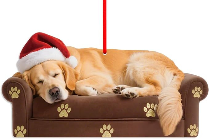 D4DREAM Sleepy Golden Retriever Ornament - 3.54''x1.8'' Acrylic Dog Ornament for Christmas Tree D... | Amazon (US)