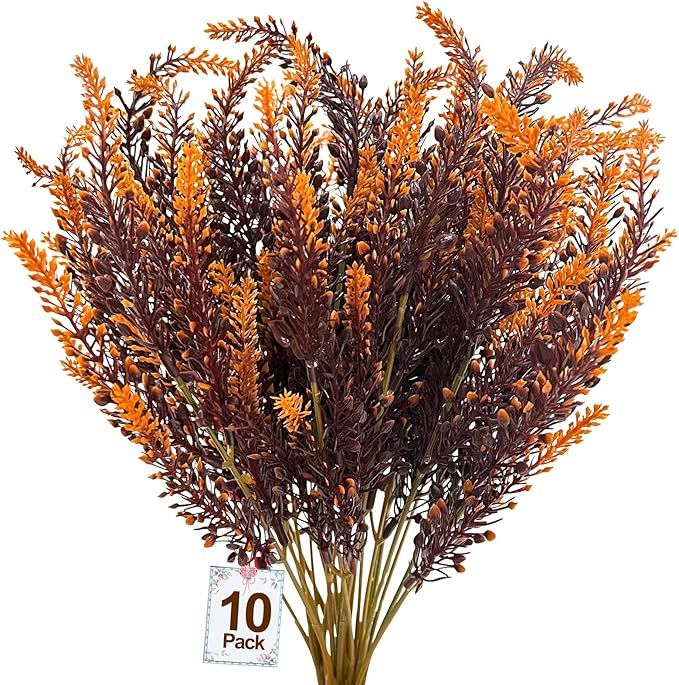 TURNMEON 10 Bundles Artificial Fall Flowers Outdoor Fall Decor Artificial Lavender Flowers UV Res... | Amazon (US)