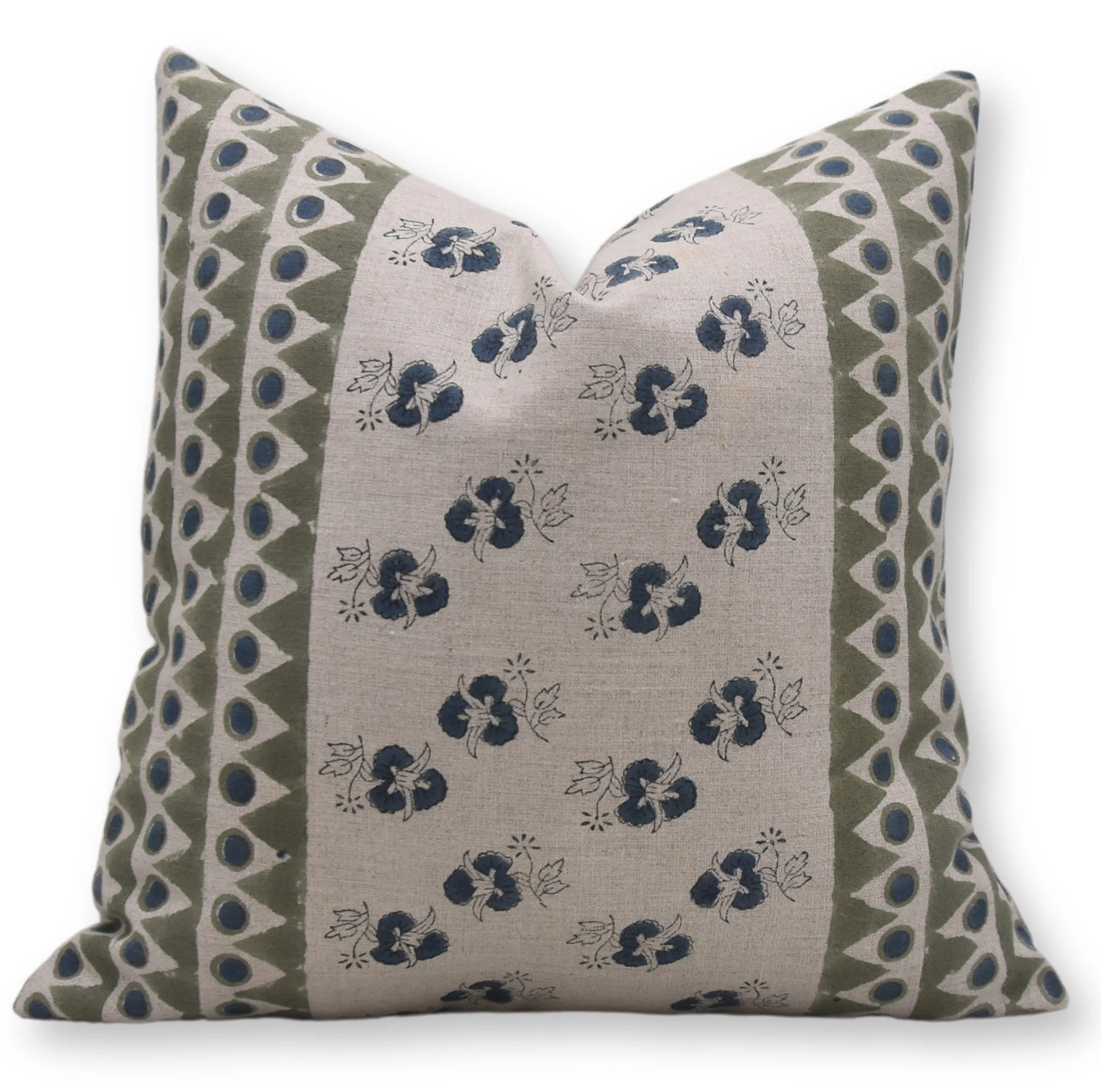 Fabdivine FABRITUAL Block Print Pure Linen  Throw Pillow Covers (Moutain Moon Chitarnajan, Blue) ... | Wayfair North America