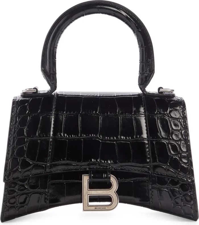 Balenciaga Extra Small Hourglass Croc Embossed Leather Top Handle Bag | Nordstrom | Nordstrom