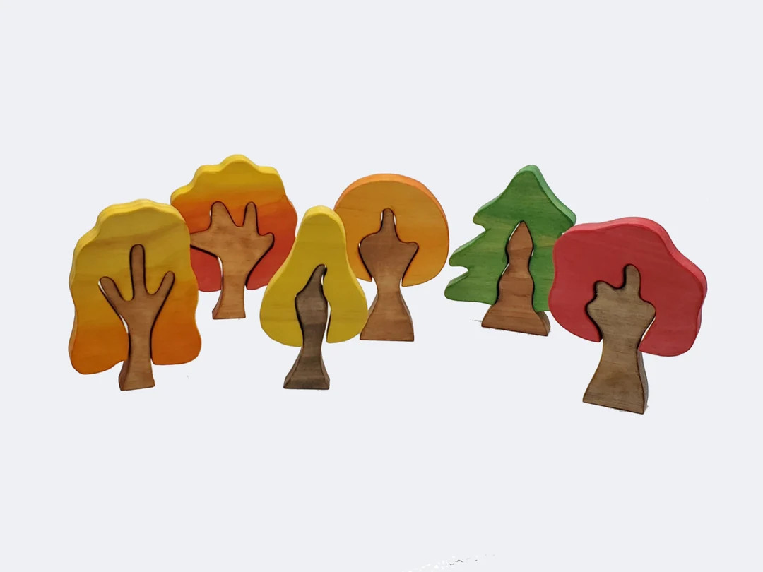 Set of 6 Fall Trees - Great for small world playscapes toys for girls and boys.  Waldorf and Mont... | Etsy (US)