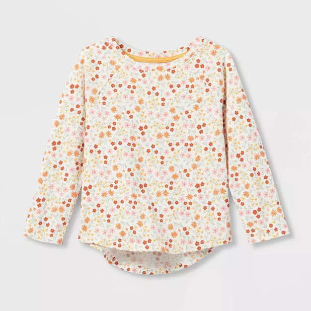 Toddler Girls' Floral Long Sleeve T-Shirt - Cat & Jack™ Cream | Target