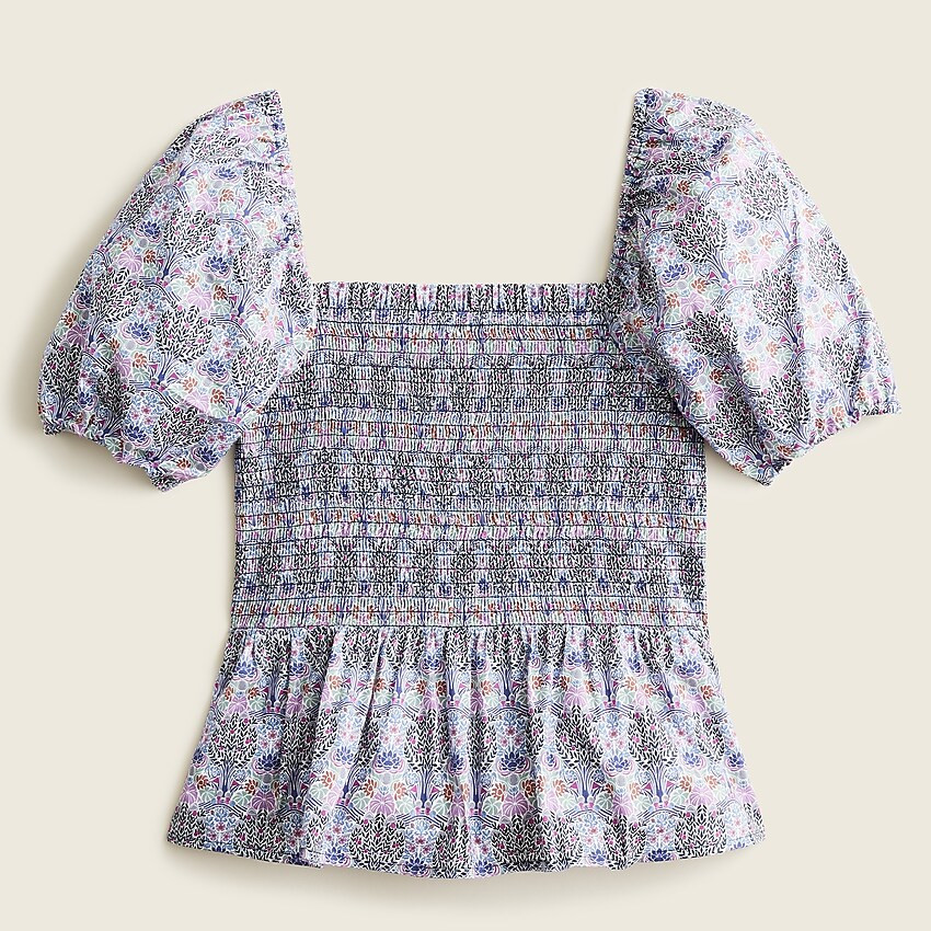 Smocked squareneck organic cotton top in Liberty® Club Nouveau floral | J. Crew US