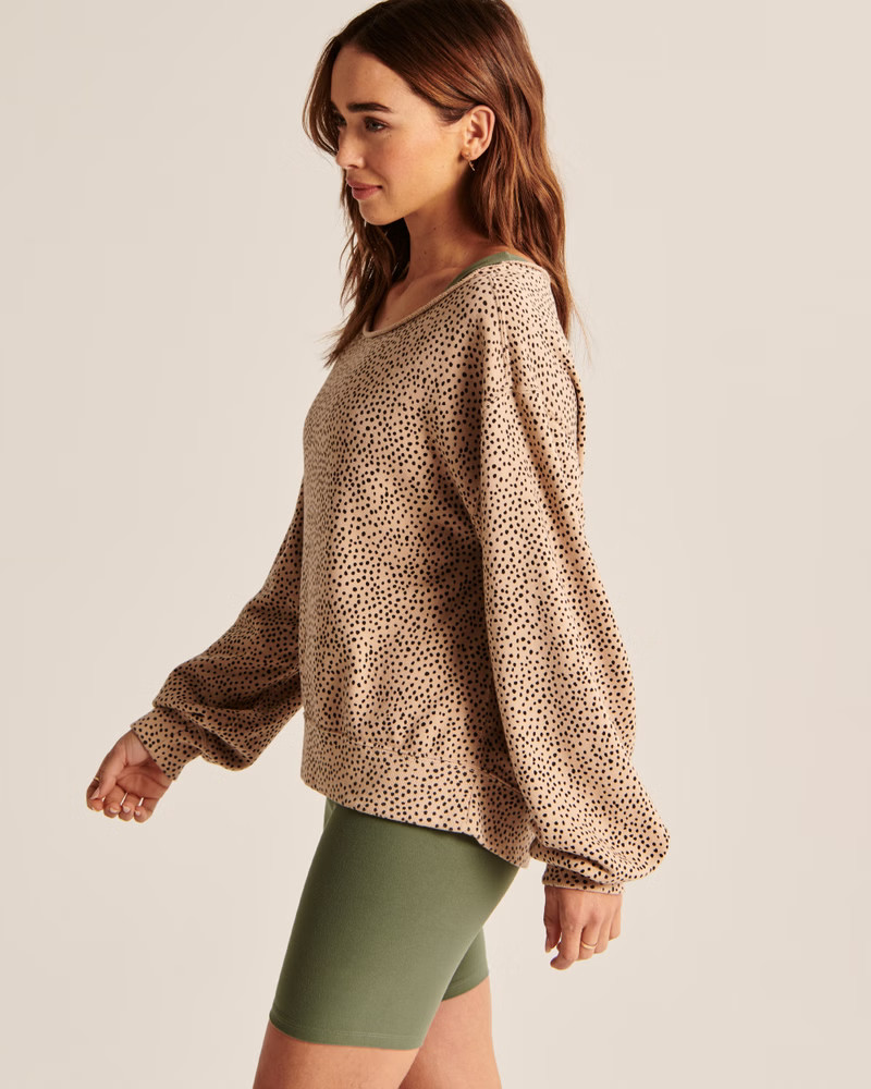 Leopard Terry Boatneck Crew Sweatshirt | Abercrombie & Fitch (US)