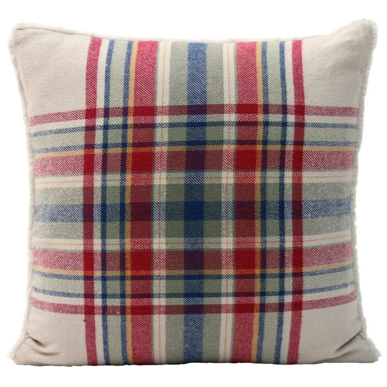 Better Homes & Garden 20"x20" Beige Cozy Tartan Plaid Decorative Throw Pillow | Walmart (US)