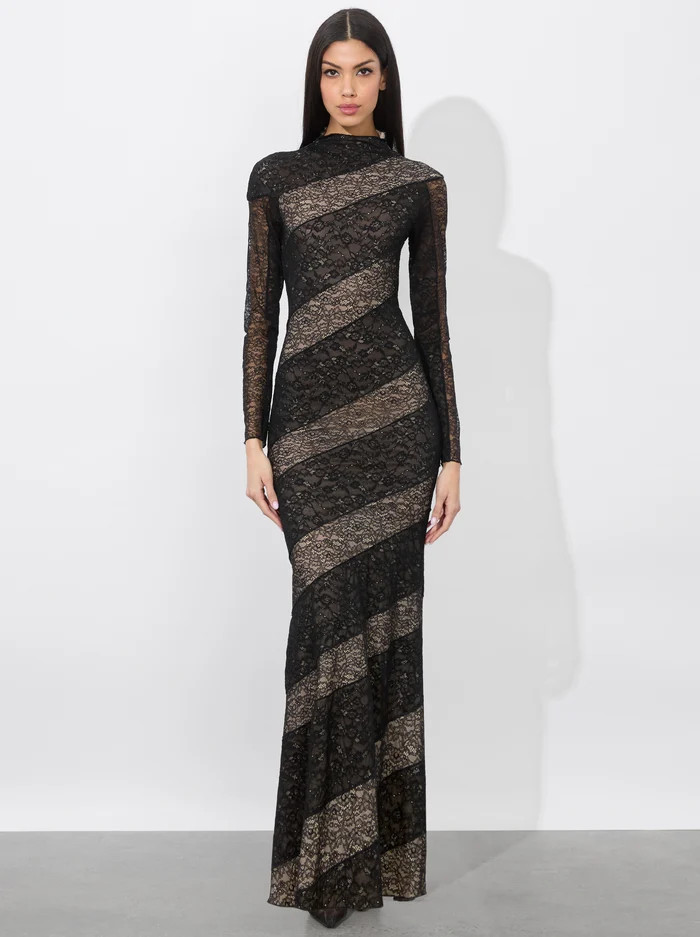 DELORA LACE PANELED DRESS | Alice + Olivia