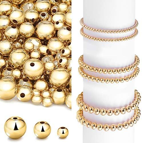 1200 Pieces Round Beaded Spacer Beads Seamless Smooth Loose Ball Beads for Stackable Bracelet Jew... | Amazon (US)