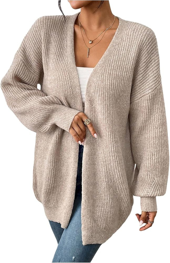SOLY HUX Women's Open Front Drop Shoulder Cardigan Sweaters Long Sleeve Shirts Outerwear Fall Out... | Amazon (US)