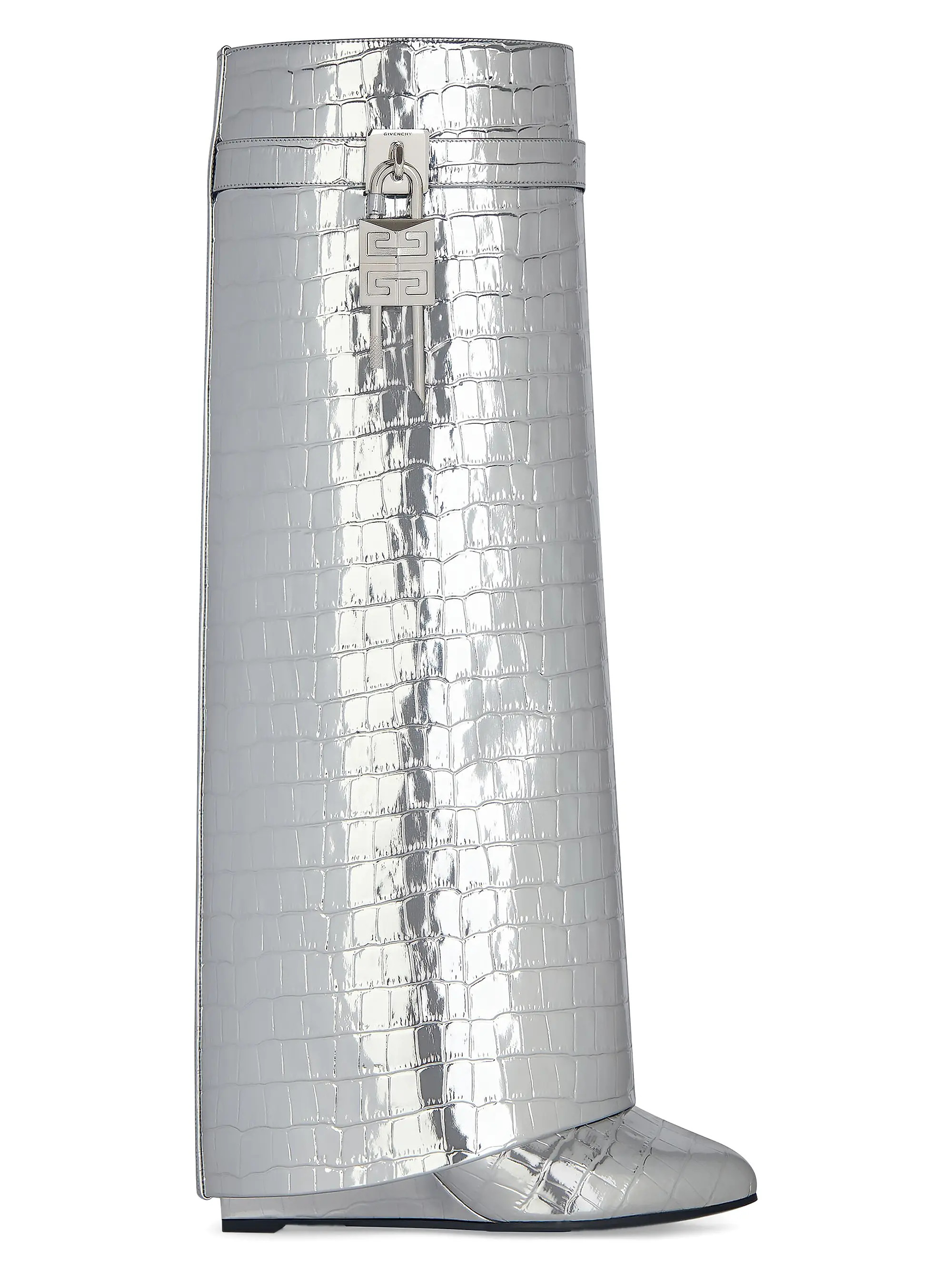 Shark Lock Boots in Crocodile Effect Leather | Saks Fifth Avenue