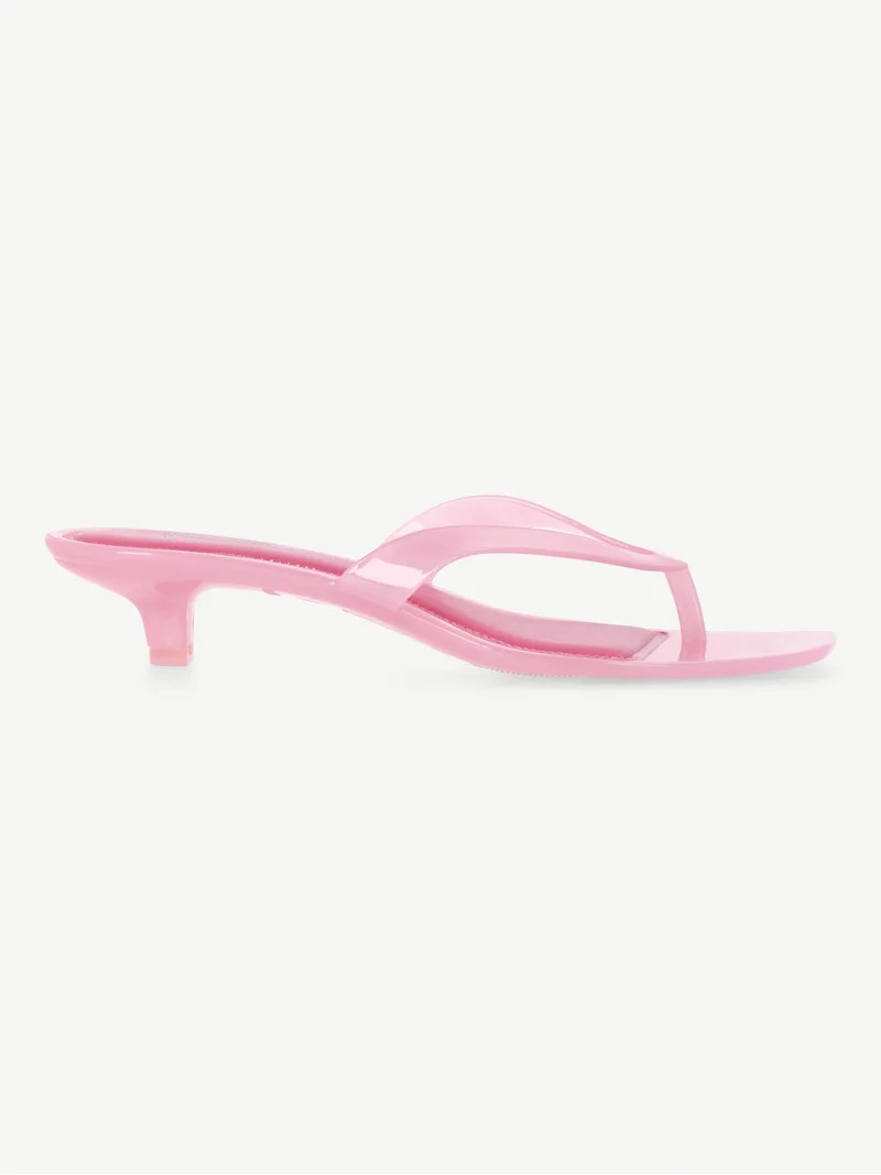 No Boundaries Women's Jelly Flip Flop Kitten Heel Sandals | Walmart (US)