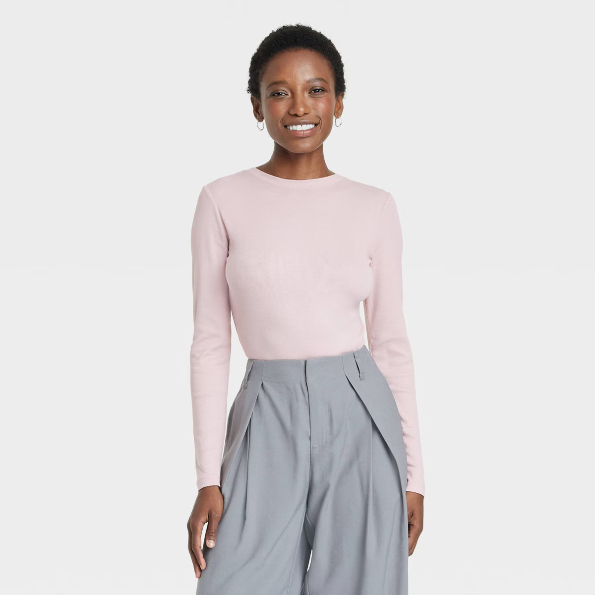 Women's Slim Fit Long Sleeve Ribbed T-Shirt - A New Day™ | Target