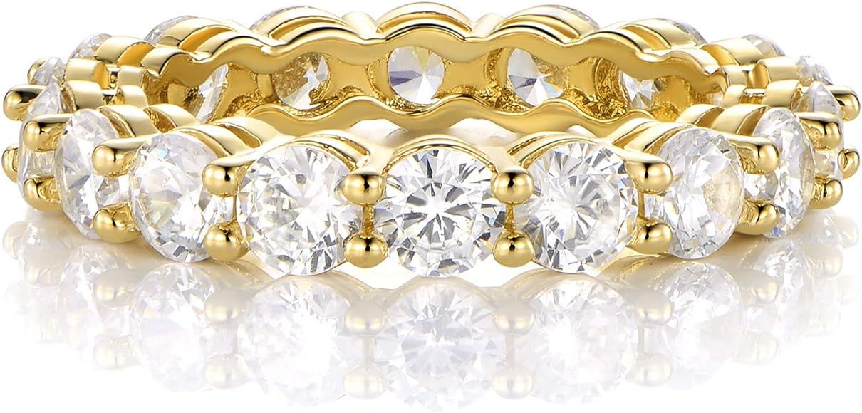 18K Yellow Gold Filled Cubic Zirconia Eternity Band Ring for Women | Amazon (US)